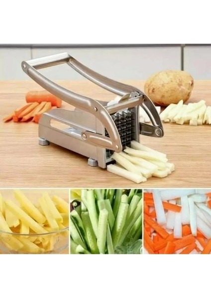Gümüş-A Paslanmaz Çelik Patates Dilimleme Patates Kesici Patates Kızartması Kesici Makinesi Mutfak Manuel Sebze Kesici Çok Mutfak Gadget (Yurt Dışından) indirimleri