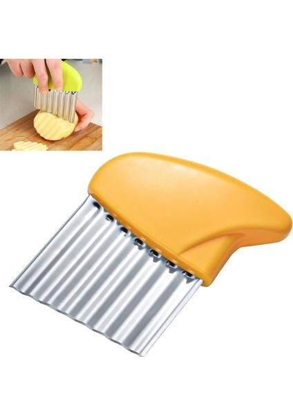 S3 Sarı 10.5x7.5 cm Meyve Çipi Patates Hamur Bıçağı Mutfak Aletleri Fransız Chopper Dilimleme Buruşuk Kesici Çelik Dalgalı Patates Kızartma Paslanmaz Sebze Makinesi (Yurt Dışından)