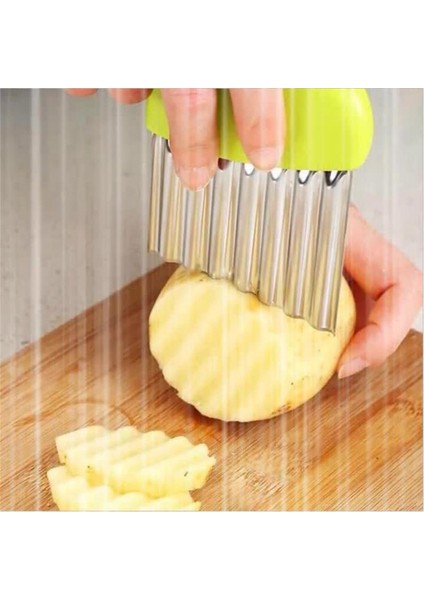 Mavi Patates Cipsi Dilimleme Sebze Meyve Oluklu Dalgalı Bıçak Kesici Patates Kızartması Makinesi Patates Kesici Mutfak Aksesuarları Gadget (Yurt Dışından) fiyatları