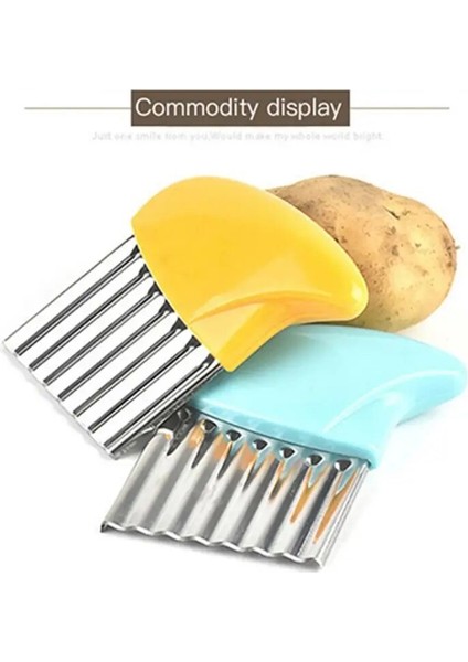 Mavi Patates Cipsi Dilimleme Sebze Meyve Oluklu Dalgalı Bıçak Kesici Patates Kızartması Makinesi Patates Kesici Mutfak Aksesuarları Gadget (Yurt Dışından) fırsatları