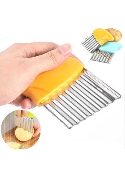 Mavi Patates Cipsi Dilimleme Sebze Meyve Oluklu Dalgalı Bıçak Kesici Patates Kızartması Makinesi Patates Kesici Mutfak Aksesuarları Gadget (Yurt Dışından) indirimleri