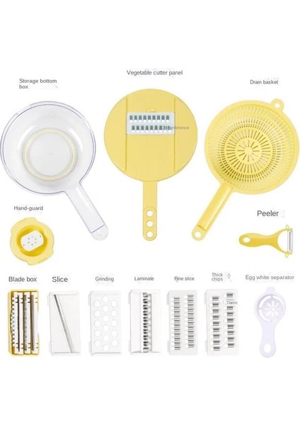 Şeffaf Sarı 1 Çok Fonksiyonlu Sebze Kesici Patates Dilimleyici Rende Dilimleme Mutfak Malzemeleri Ev Tel Kazıyıcı Silecek (Yurt Dışından)
