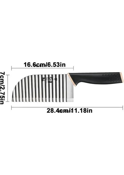 Siyah Patates Cipsi Dilimleme Paslanmaz Çelik Buruşuk Kesici Taşınabilir Meyve Dilimleme Yeniden Kullanılabilir Oluklu Sebze Kesici Mutfak (Yurt Dışından)