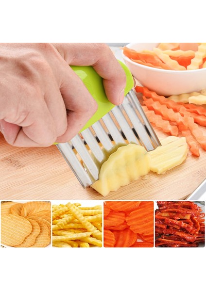 Yeşil 1 Pc Çip Kesici Dilimleme Dalgalı Mutfak Patates Bıçağı Kesici Kızartma Fransız Meyve Patates Sebze Oluklu Gadget Aksesuarları (Yurt Dışından) modelleri