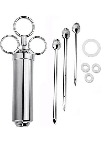 3 Iğneli Paslanmaz Çelik Iğneler Baharat Şırınga Seti Barbekü Et Lezzet Enjektör Kithen Sos Marinade Şırınga Aksesuarı (Yurt Dışından)