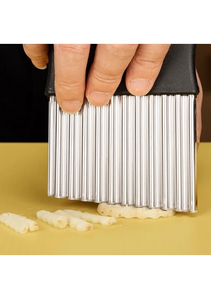 C Paslanmaz Çelik Patates Cipsi Dilimleme Hamur Sebze Meyve Buruşuk Dalgalı Dilimleme Bıçağı Patates Kesici Kıyıcı Fransız Kızartma Makinesi (Yurt Dışından) fırsatları