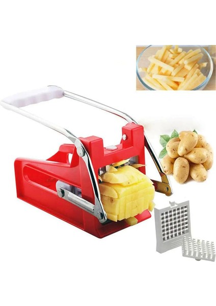 Kırmızı Manuel 2 Dilimleme Mutfak Ev Kıyıcı Çip Patates Parçalayıcı Patates Kızartması Aracı Fransız Fry Kesiciler Kızartması Dilimleme (Yurt Dışından) fiyatları