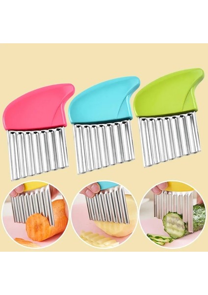 Gül Kırmızı Dalga Patates Kesici Kıyıcı Kızartması Kesici Ev Paslanmaz Çelik Patates Cipsi Dilimleme Sebze Kesici Mutfak Alet Aksesuarları (Yurt Dışından) fırsatları