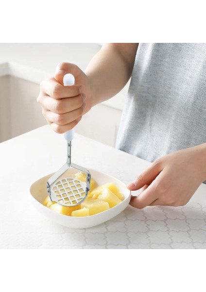 Açık Gri 1 Adet Yeni Patates Püresi Ezici Sebze Cips Meyve Çamur Manuel Paslanmaz Çelik Yüksek Premium Kalite Plastik Saplı Ezici (Yurt Dışından)