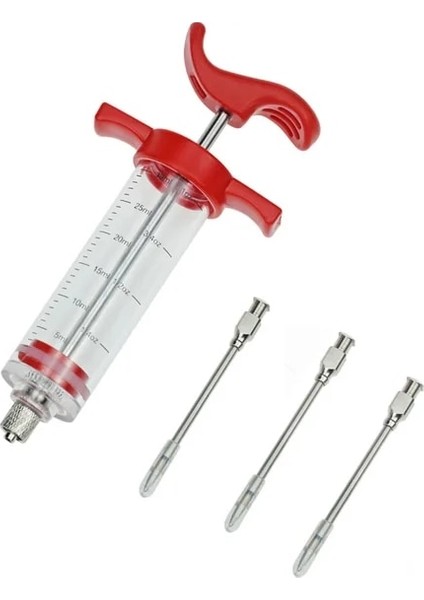 1 Enjektör 3 Iğne Barbekü Et Şırıngası Marinade Enjektörü 3 Paslanmaz Çelik Iğneler ile Hindi Tavuk Sosları Şırınga Sos Enjeksiyonu Mutfak Aletleri (Yurt Dışından)