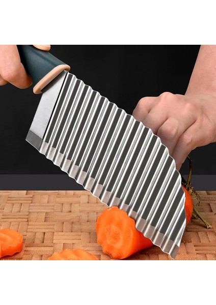 Koyu Yeşil Patates Cipsi Dilimleme Paslanmaz Çelik Buruşuk Kesici Taşınabilir Meyve Dilimleme Kullanımlık Oluklu Sebze Kesici Mutfak (Yurt Dışından) modelleri