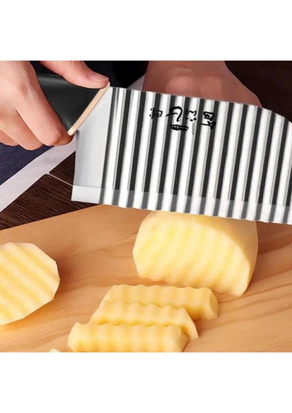 Koyu Yeşil Patates Cipsi Dilimleme Paslanmaz Çelik Buruşuk Kesici Taşınabilir Meyve Dilimleme Kullanımlık Oluklu Sebze Kesici Mutfak (Yurt Dışından) indirimleri
