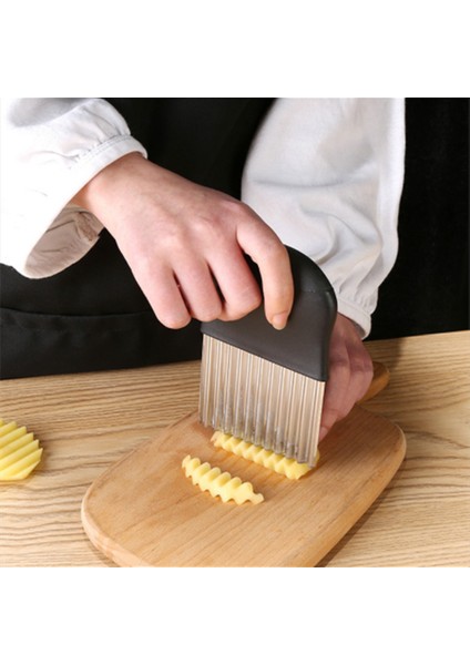 S2 13.5x9 cm Paslanmaz Çelik Patates Cipsi Dilimleme Hamur Sebze Meyve Kırışık Dalgalı Dilimleme Bıçağı Patates Kesici Kıyıcı Fransız Fry Maker Araçları