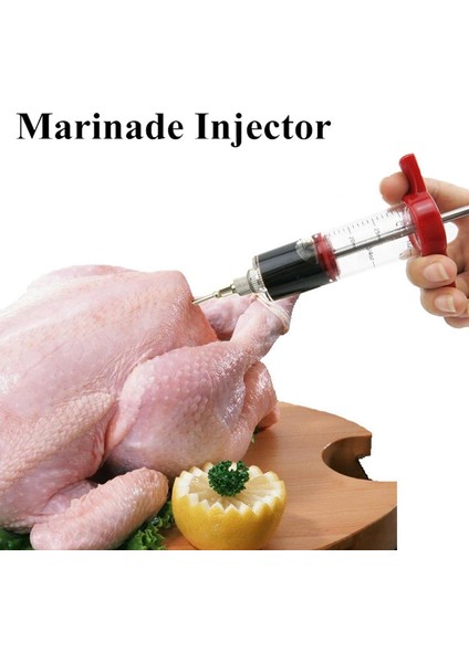 Siyah Barbekü Et Şırınga Marinade Enjektör Paslanmaz Çelik Iğneler ile Hindi Tavuk Şırınga Sos Enjeksiyonu Mutfak Aletleri Aksesuarla (Yurt Dışından) indirimleri