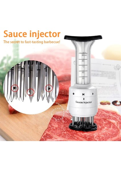 Beyaz 2 In 1 Et Yumuşatıcı ve Marine Enjektör Barbekü Baharat Sos Enjektörleri Mutfak Aletleri Alet Barbekü Pişirme Aksesuarları (Yurt Dışından) fiyatları
