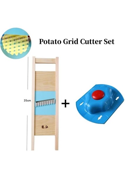 Izgara Kesici Seti Patates Silin Tahta Patates Kesici Izgara Aletleri Dilimleme Kesiciler Patates Kızartması Dalga Sebze Kesici Mutfak Katı Izgara Bıçağı (Yurt Dışından)