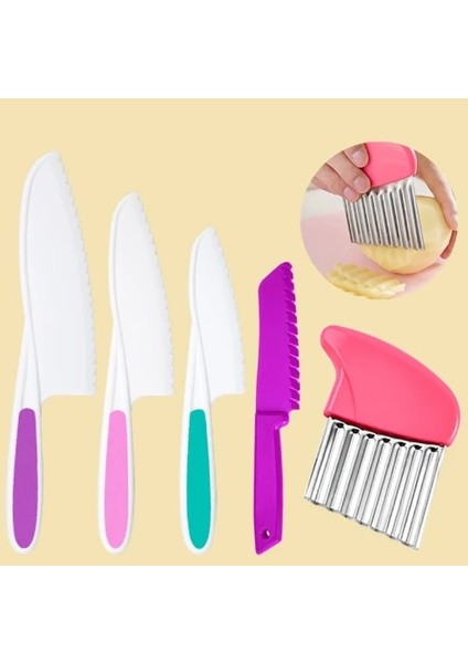 5 Adet TYPE05 Paslanmaz Çelik Patates Cipsi Dilimleme Hamur Sebze Meyve Buruşuk Dalgalı Dilimleme Bıçağı Patates Kesici Kıyıcı Fransız Fry Maker Araçları (Yurt Dışından)