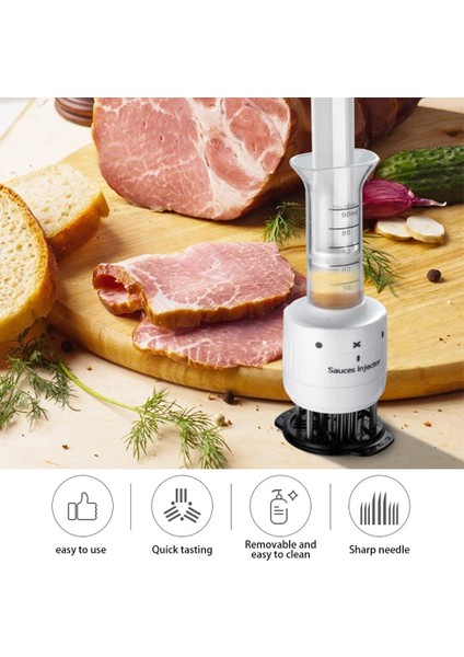 Beyaz 2 In 1 Et Yumuşatıcı ve Marine Enjektör Barbekü Baharat Sos Enjektörleri Mutfak Aletleri Alet Barbekü Pişirme Aksesuarları (Yurt Dışından) fırsatları