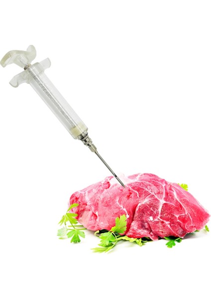 Kırmızı 3iğne 2fırça 20ML/50ML/100ML Et Enjektörü 304 Paslanmaz Çelik Baharat Enjektörü - Marine Enjektör Şırıngası (Yurt Dışından)