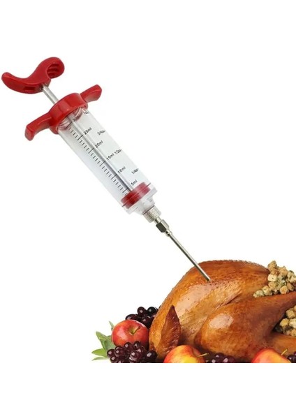 1 Takım Barbekü Et Şırınga Marinade Enjektör Paslanmaz Çelik Iğneler ile Hindi Tavuk Enjektör Sos Enjeksiyonu Mutfak Gereçleri Aksesuarla (Yurt Dışından)