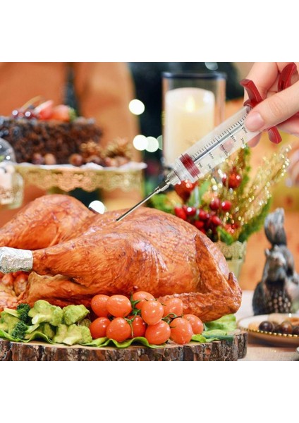 1 Takım Barbekü Et Şırınga Marinade Enjektör Paslanmaz Çelik Iğneler ile Hindi Tavuk Enjektör Sos Enjeksiyonu Mutfak Gereçleri Aksesuarla (Yurt Dışından)