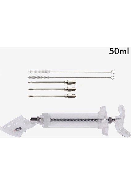 50 ml 3 Iğne 2 Fırça 3 Paslanmaz Çelik Iğneler Baharat Şırınga Seti Barbekü Et Lezzet Enjektör Kithen Pişirme Sos Turşusu I Aksesuarları (Yurt Dışından)