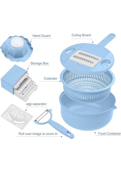 Mor 12 Parçalı Set Mandoline Dilimleyici Kesici Kıyıcı Sebze Kesici Rende Yuvarlak Mutfak Çok Fonksiyonlu Parçalama Rende Meyve Soyucu Yıkama Sızıntı Havzası (Yurt Dışından) modelleri