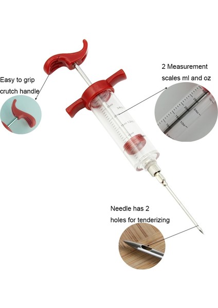 6 Iğne 2 Fırça Gıda Sınıfı Şırınga Seti Paslanmaz Çelik 6 Iğneli Barbekü Et Lezzet Enjektörü (Yurt Dışından) fiyatları