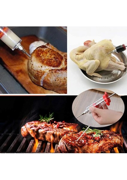 Kırmızı Set Türkiye Baster Seti Turşusu Enjektör Barbekü Baharat Aracı Et Şırınga Şükran Günü Noel Mutfak Pişirme Kavurma (Yurt Dışından) fırsatları