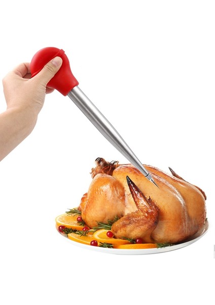 Kırmızı Set Paslanmaz Çelik Hindi Baster Seti Barbekü Baharat Aracı Et Şırınga Şükran Günü Noel Mutfak Pişirme Kavurma (Yurt Dışından) fiyatları