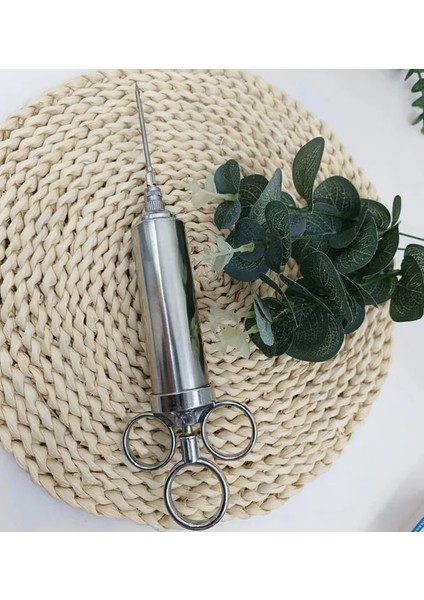 2 Oz Gümüş Et Enjektör Şırınga Kümes Hayvanları Turşusu Lezzet Paslanmaz Çelik Et Baharat Enjektör Turşusu Enjektör Barbekü Kiti Iğneler ile (Yurt Dışından)