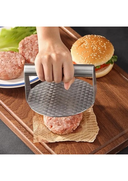 Gümüş Xl Et Baskı Makinesi 1 Takım Yüksek Kaliteli Yuvarlak Paslanmaz Çelik Hamburger Kalıbı Ergonomik Saplı Profesyonel Izgara Presi Ev Için (Yurt Dışından)