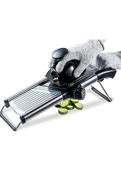 Parçalayıcı Eldiven Takım Elbise 304 Paslanmaz Çelik Mandoline Bıçaklı Profesyonel Sebze Dilimleyici Mutfak Aksesuarları Ayarlanabilir Dilimleyici Parçalayıcı Soyucu (Yurt Dışından)