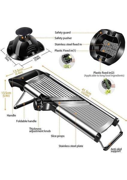 Parçalayıcı Eldiven Takım Elbise 304 Paslanmaz Çelik Mandoline Bıçaklı Profesyonel Sebze Dilimleyici Mutfak Aksesuarları Ayarlanabilir Dilimleyici Parçalayıcı Soyucu (Yurt Dışından) modelleri