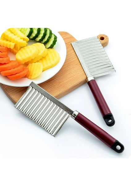 Kırmızı 21CM 1 Adet Yeni Paslanmaz Çelik Dalga Bıçak Patates Kesme Oluklu Bıçak Kızartması Cips Kesici Dilimleme Pişirme Araçları (Yurt Dışından) modelleri
