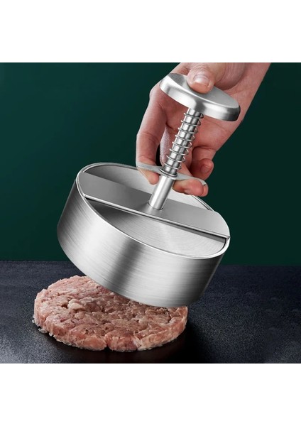 Çap 14 cm Hamburger Patty Maker Basın 304 Paslanmaz Çelik Yapışmaz Yuvarlak Manuel Pirinç Topu Kalıbı Kalınlığı Ayarlanmış Mutfak Sığır Barbekü Araçları (Yurt Dışından) indirimleri