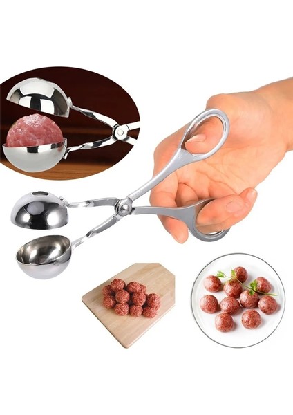 S Paslanmaz Çelik Köfte Kelepçe Hap Yuvarlak Pirinç Topu Makinesi Klip Maşa Kavrama ile Domuz Sığır Eti Mutfak Pişirme Araçları Dıy Gadget (Yurt Dışından)