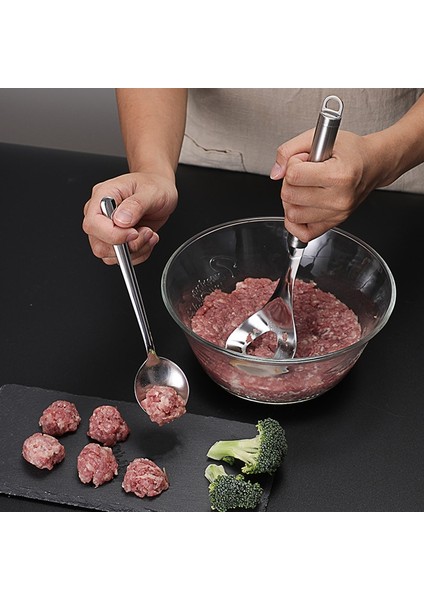 B Mutfak Paslanmaz Çelik Yapışmaz Köfte Kaşık Makinesi Sıkma Mutfak Ev Aracı Top Kalıp Kaşık Mutfak Gadget Et Araçları (Yurt Dışından) fiyatları