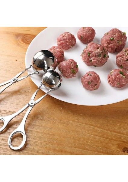 L Paslanmaz Çelik Köfte Kelepçe Hap Yuvarlak Pirinç Topu Karides Patates Makinesi Dıy Yapışmaz Hızlı Pişirme Kepçe Gıda Maşası Kitchengadget (Yurt Dışından)
