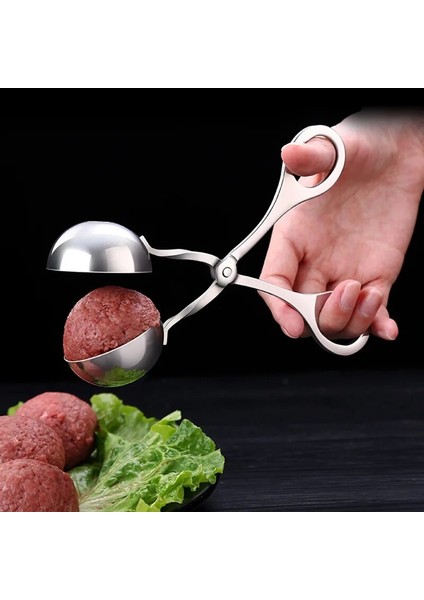 L Paslanmaz Çelik Köfte Kelepçe Hap Yuvarlak Pirinç Topu Karides Patates Makinesi Dıy Yapışmaz Hızlı Pişirme Kepçe Gıda Maşası Kitchengadget (Yurt Dışından)
