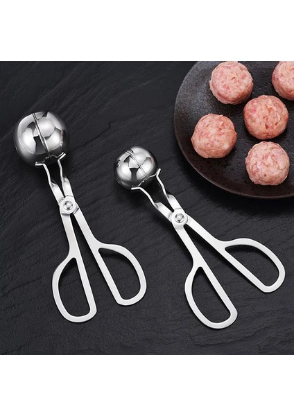 L Paslanmaz Çelik Köfte Kelepçe Hap Yuvarlak Pirinç Topu Karides Patates Makinesi Dıy Yapışmaz Hızlı Pişirme Kepçe Gıda Maşası Kitchengadget (Yurt Dışından)