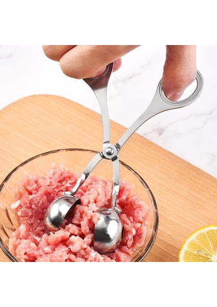 L Paslanmaz Çelik Köfte Kelepçe Hap Yuvarlak Pirinç Topu Karides Patates Makinesi Dıy Yapışmaz Hızlı Pişirme Kepçe Gıda Maşası Kitchengadget (Yurt Dışından)