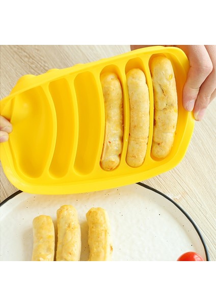 Kırmızı Sosis Makinesi Kalıp 6 Izgaralar Silikon Dıy Jambon Hot Dog Kapaklı Kalıplar Yapma Mutfak Ev Sosis Kek Pişirme Araçları Kalıpları (Yurt Dışından)