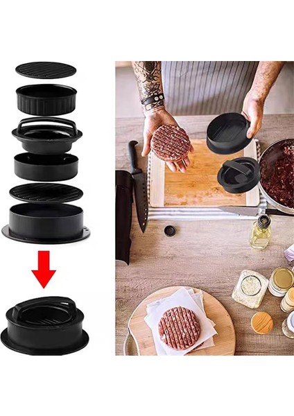 Beyaz 3 In 1 Sığır Sebzeli Hamburger Eti Basın Makinesi Patty Yuvarlak Şekil Yapışmaz Doldurulmuş Hamburger Kalıp Patty Kurutma Yağlı Kağıt Yapmak (Yurt Dışından)