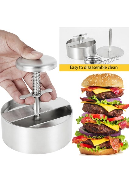 Şerit Paslanmaz Çelik Hamburger Presi Yapışmaz Dıy Et Işleme Bulaşık Makinesinde Yıkanabilir Mutfak Aracı Et Köftesi Ince Burger Yapmak Için (Yurt Dışından)