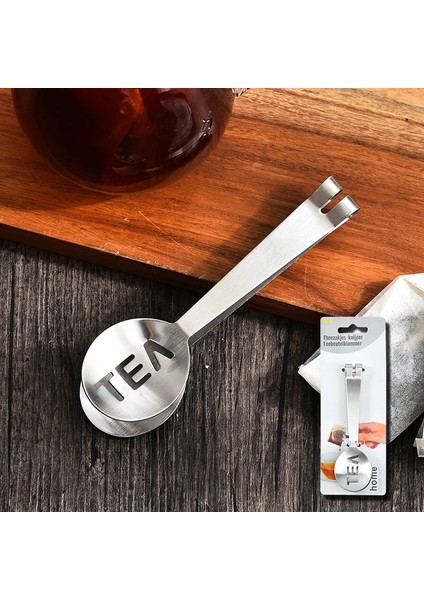 02 Yeniden Kullanılabilir Paslanmaz Çelik Çay Poşeti Maşa Çay Poşeti Sıkacağı Süzgeç Tutucu Kavrama Metal Kaşık Mini Şeker Klip Çay Yaprağı Süzgeç (Yurt Dışından)