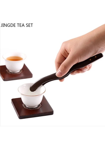 O Çay Töreni Altı Beyefendi Seramik Teaware Araç Seti Siyah Sandal Ağacı Çay Bıçağı Çay Tutucu Gereçler Çin Çay Seti Aksesuarları (Yurt Dışından)