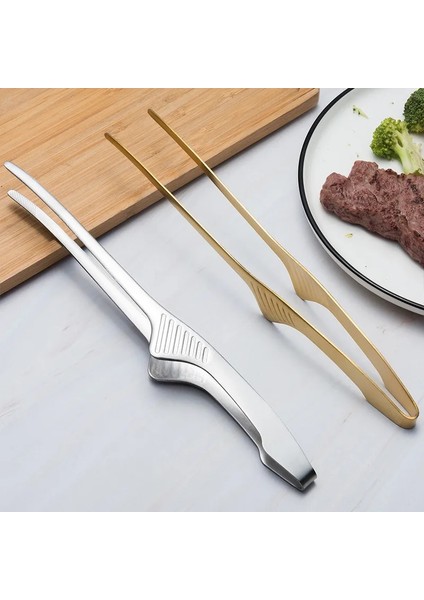 Gümüş Kore Narin Metal Barbekü Maşası Kaymaz Kendinden Ayakta Klipler Çok Amaçlı Yemek Maşası Mutfak Alet Barbekü Aksesuarları (Yurt Dışından) modelleri