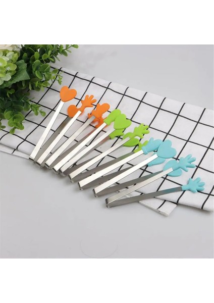 06 Eldiven Mutfak Pişirme Salata Ekmek Servis Maşası Ev Eşyaları Mutfak Cımbızı Kaymaz Çay Poşetleri Tutucu Buz Şeker Mutfak Kelepçesi Mini (Yurt Dışından)
