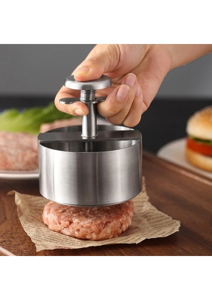 114 mm 304 Paslanmaz Çelik Hamburger Presi Burger Patty Maker Domuz Eti Burger Izgara Kalbur Et Mutfak Gereçleri Için Manuel Pres Kalıp (Yurt Dışından)